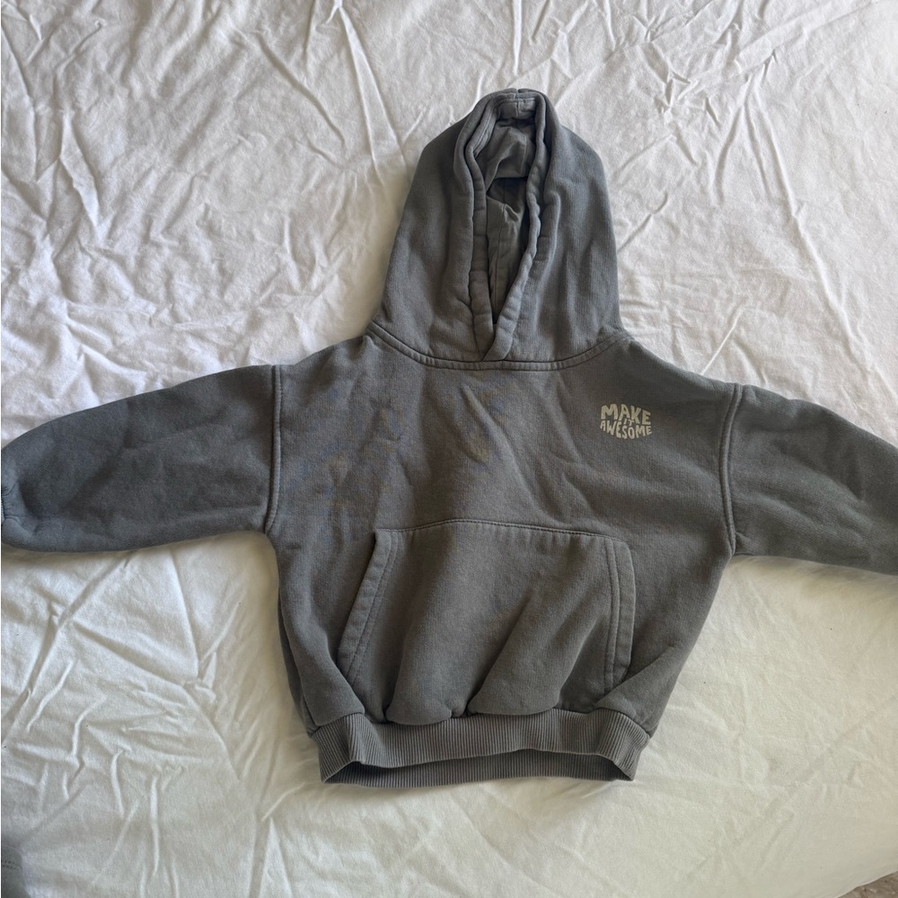 Zara Kids Gray 'Make Awesome' Hoodie Sweatshirt